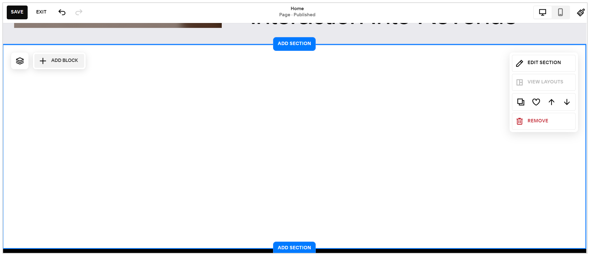 Add Block to Section Squarespace